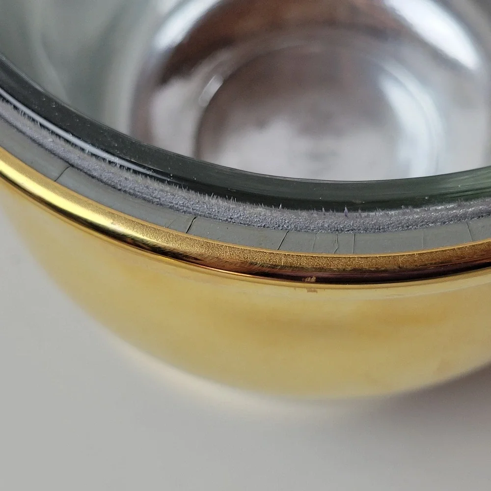 Vtg International Silver 24KT Gold Plated Ice Bucket Glass Liner Shell